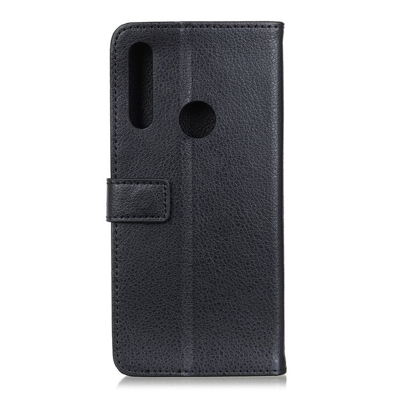 Bescherming Hoesje Huawei Y6p Zwart Lychee Kunstleer