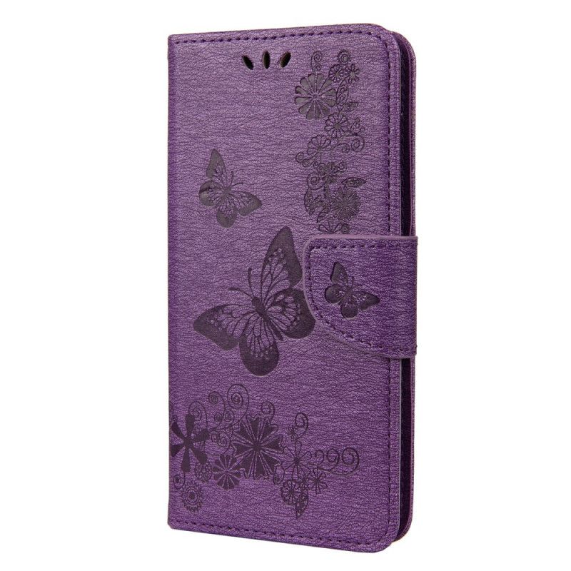 Cover Folio-hoesje Huawei Y6p Grijs Zwart Telefoonhoesje Alleen Vlinders Met String