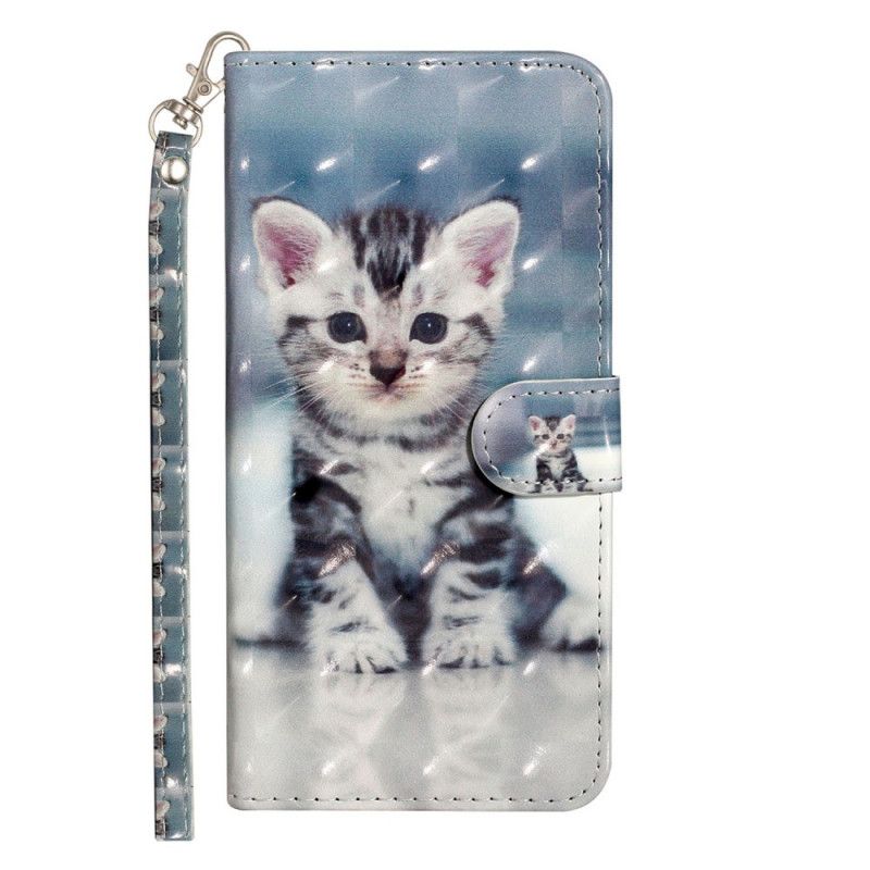 Cover Folio-hoesje Huawei Y6p Telefoonhoesje Kitten Light Spots Met Riempje