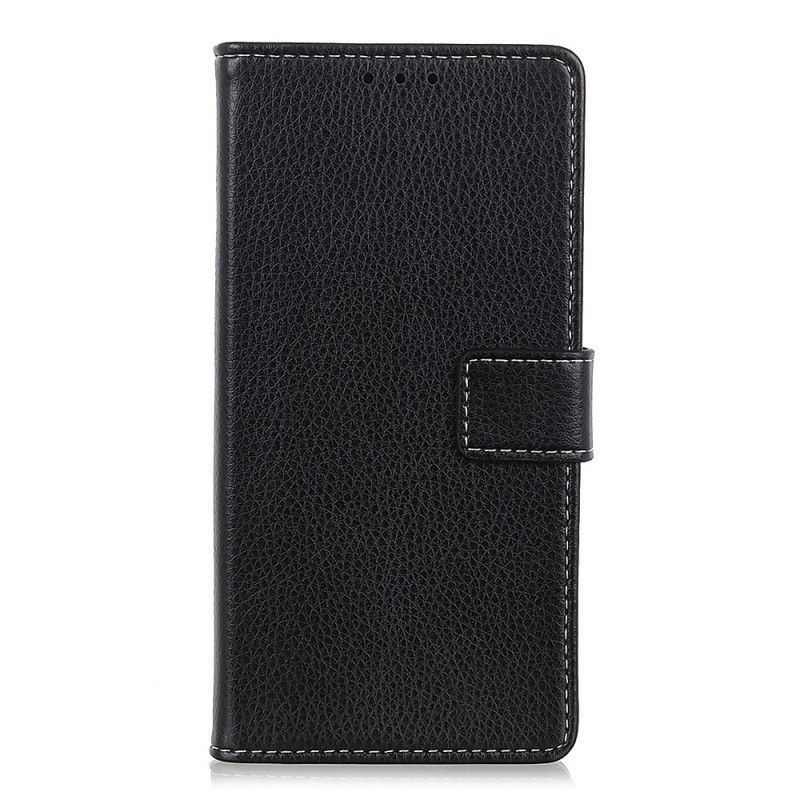 Cover Folio-hoesje Huawei Y6p Zwart Telefoonhoesje Lychee Zichtbare Naden