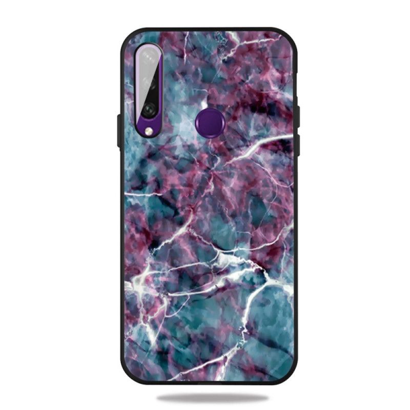 Cover Hoesje Huawei Y6p Telefoonhoesje Paars Marmer