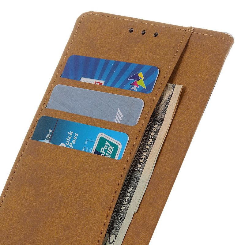 Flip Case Leren Huawei Y6p Donkerblauw Zwart Eenvoudig Kunstleer