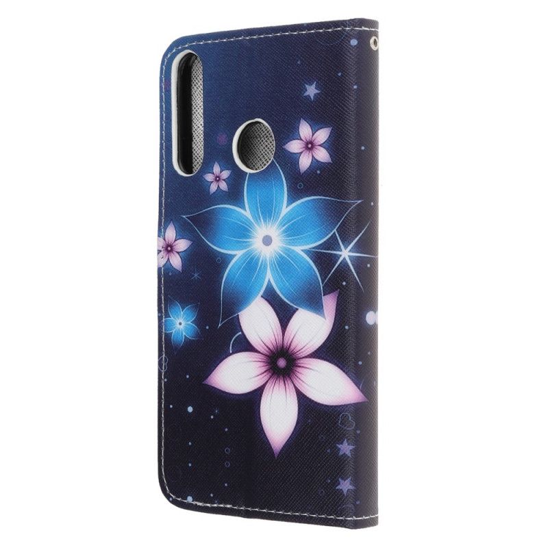 Flip Case Leren Huawei Y6p Maanbloemen Met String