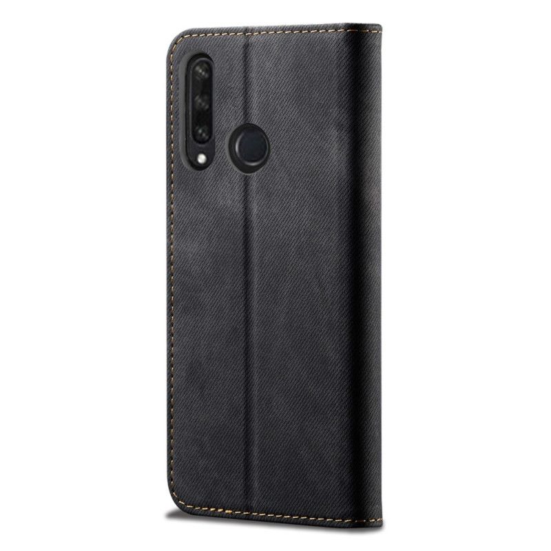Folio-hoesje voor Huawei Y6p Donkerblauw Zwart Jeans Met Imitatieleerstructuur