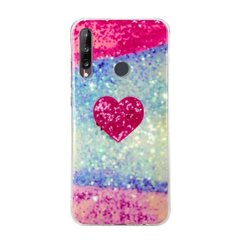 Hoesje Huawei Y6p Paars Glitter Hart