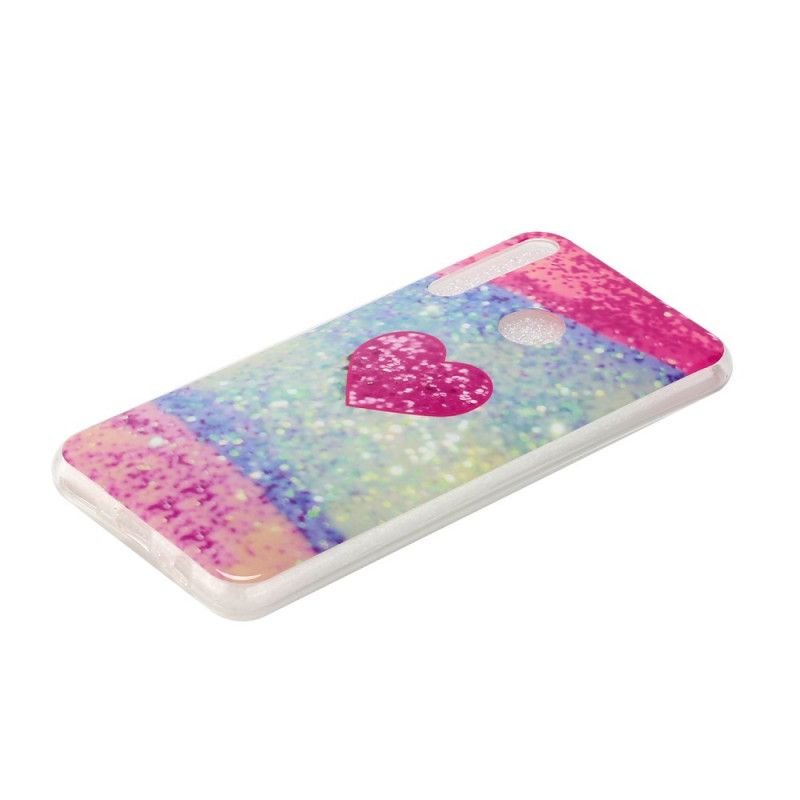 Hoesje Huawei Y6p Paars Glitter Hart