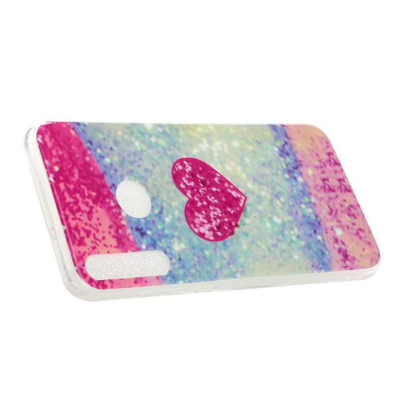 Hoesje Huawei Y6p Paars Glitter Hart