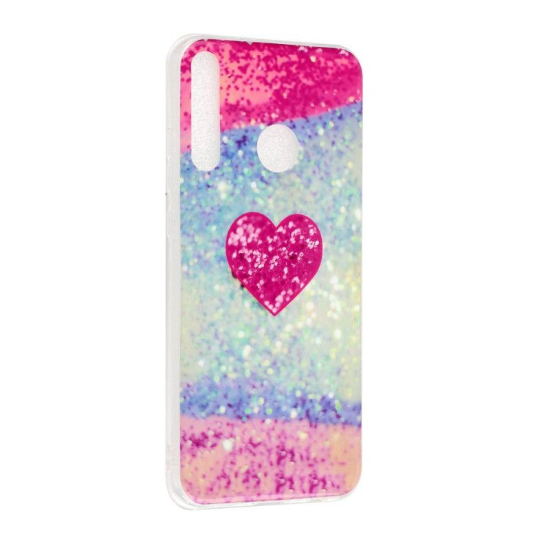 Hoesje Huawei Y6p Paars Glitter Hart