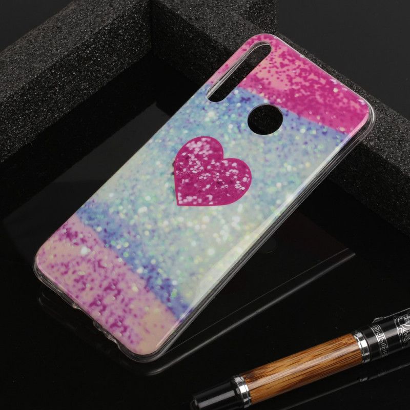 Hoesje Huawei Y6p Paars Glitter Hart