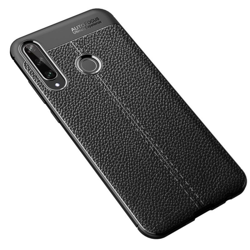 Hoesje Huawei Y6p Rood Zwart Dubbellijns Lychee Leereffect