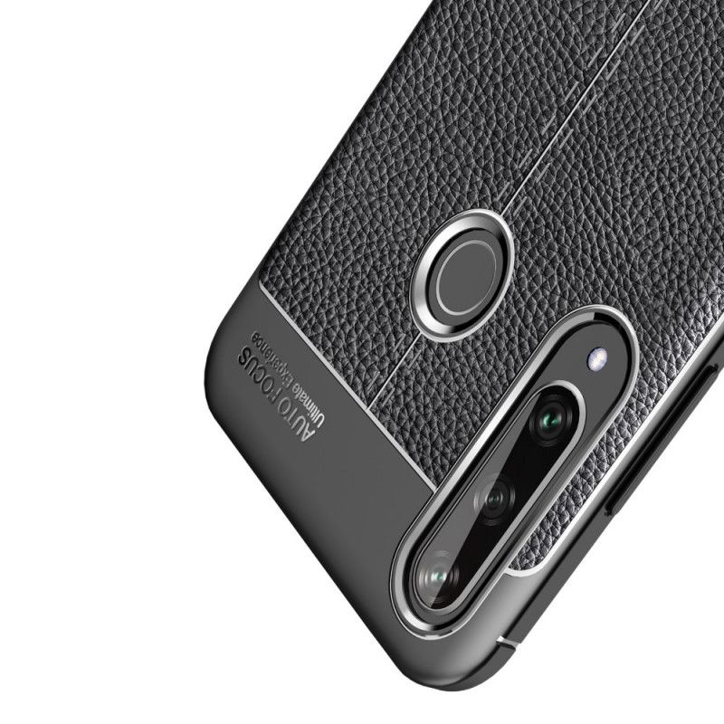 Hoesje Huawei Y6p Rood Zwart Dubbellijns Lychee Leereffect