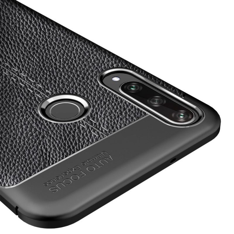 Hoesje Huawei Y6p Rood Zwart Dubbellijns Lychee Leereffect