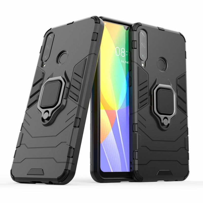 Hoesje Huawei Y6p Rood Zwart Resistente Ring