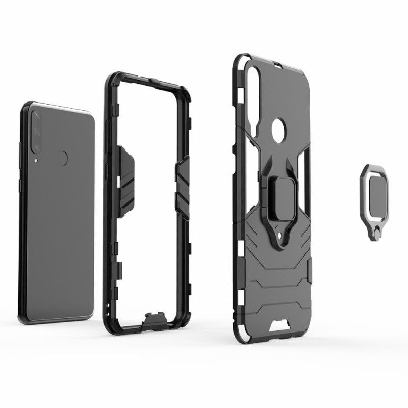 Hoesje Huawei Y6p Rood Zwart Resistente Ring