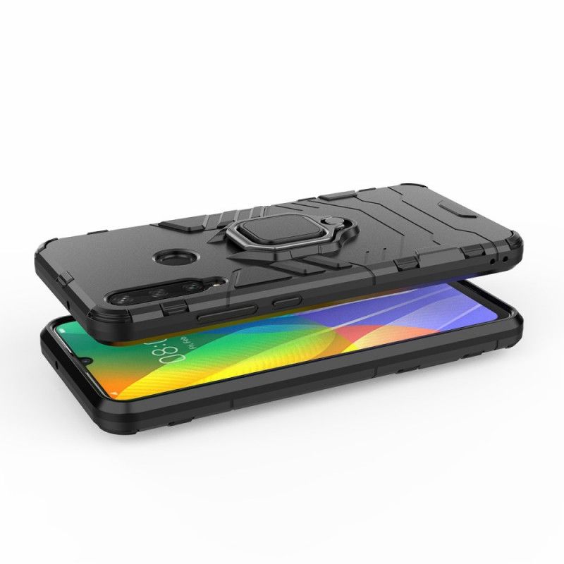 Hoesje Huawei Y6p Rood Zwart Resistente Ring