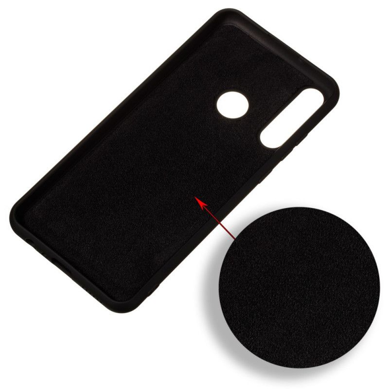 Hoesje Huawei Y6p Rood Zwart Vloeibare Siliconen Met Riem
