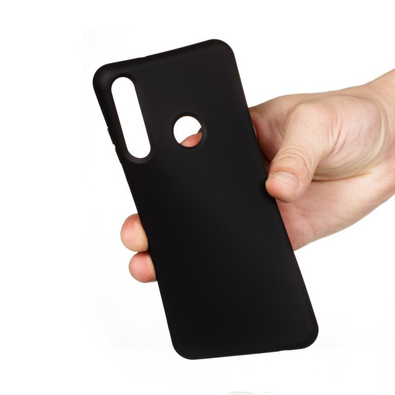 Hoesje Huawei Y6p Rood Zwart Vloeibare Siliconen Met Riem