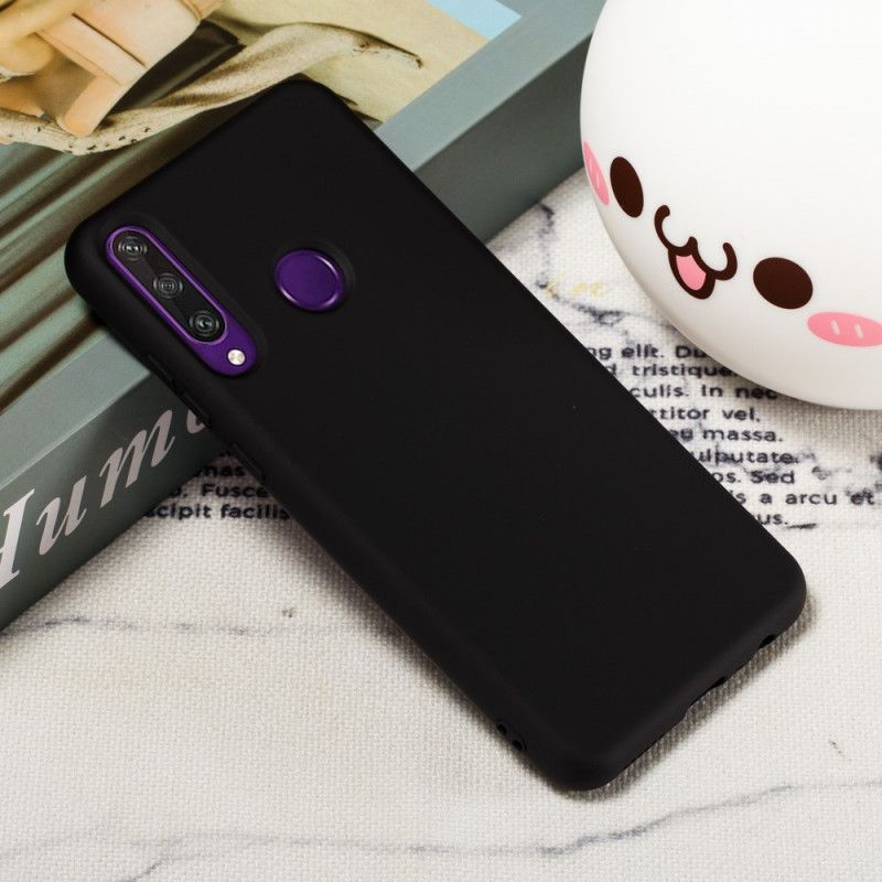 Hoesje Huawei Y6p Rood Zwart Vloeibare Siliconen Met Riem