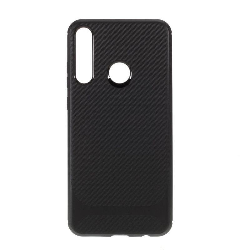 Hoesje voor Huawei Y6p Rood Zwart Enkele Flexibele Koolstofvezel