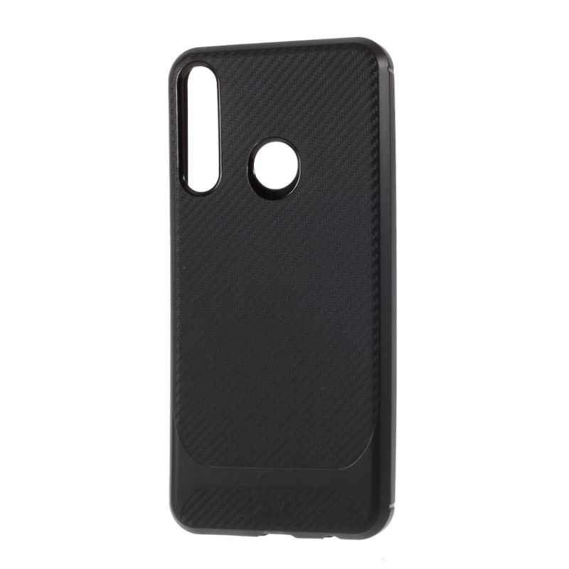 Hoesje voor Huawei Y6p Rood Zwart Enkele Flexibele Koolstofvezel