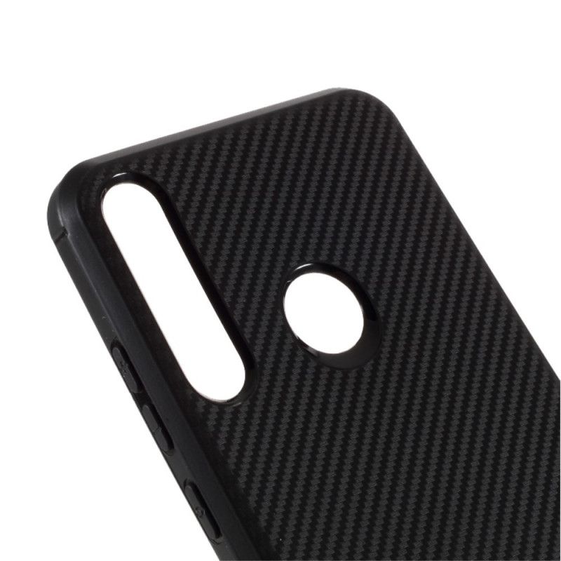 Hoesje voor Huawei Y6p Rood Zwart Enkele Flexibele Koolstofvezel