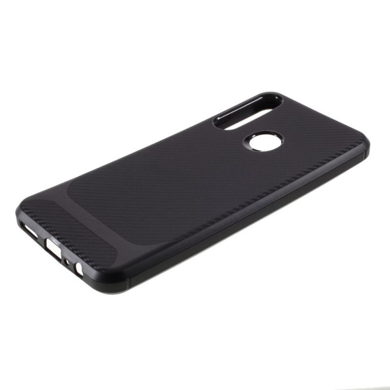 Hoesje voor Huawei Y6p Rood Zwart Enkele Flexibele Koolstofvezel