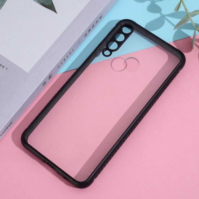 Hoesje voor Huawei Y6p Wit Zwart Hybride Met Gekleurde Randen