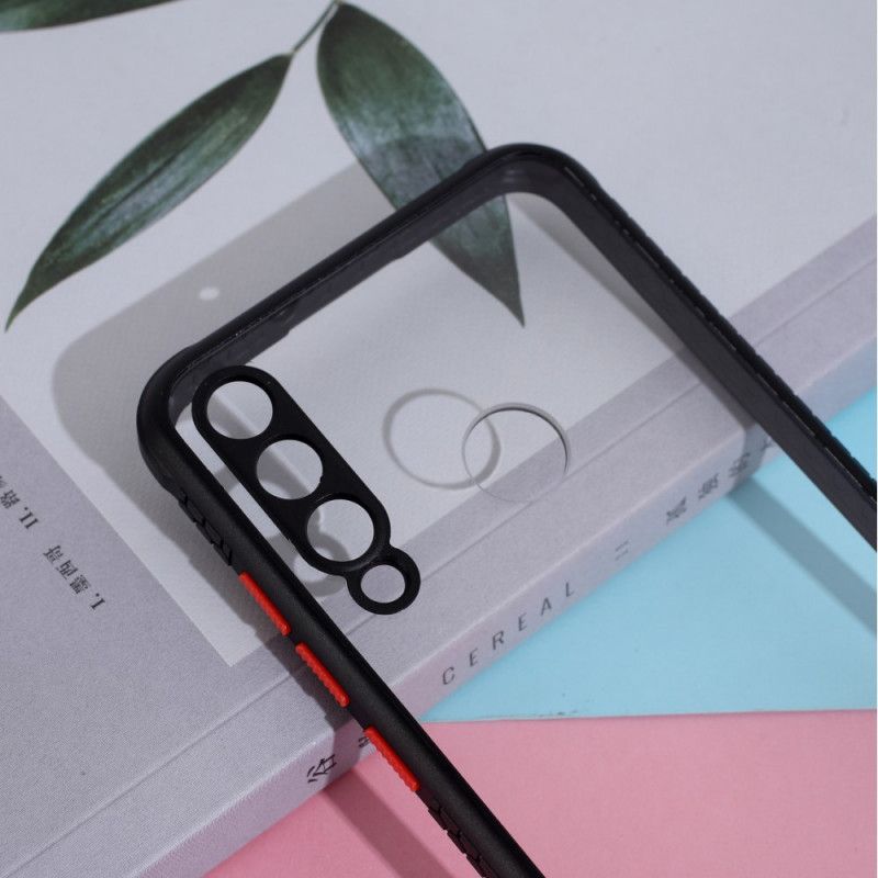 Hoesje voor Huawei Y6p Wit Zwart Hybride Met Gekleurde Randen