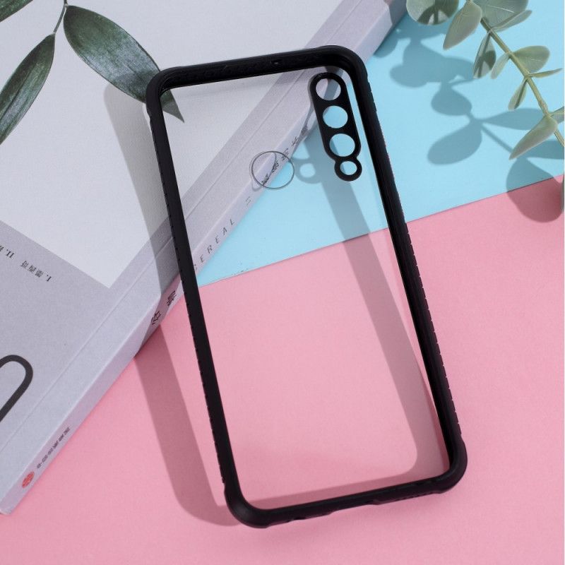 Hoesje voor Huawei Y6p Wit Zwart Hybride Met Gekleurde Randen