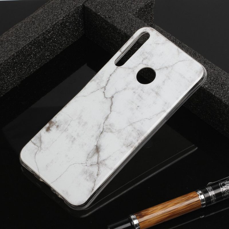 Hoesje voor Huawei Y6p Wit Zwart Marmeren Declinatie