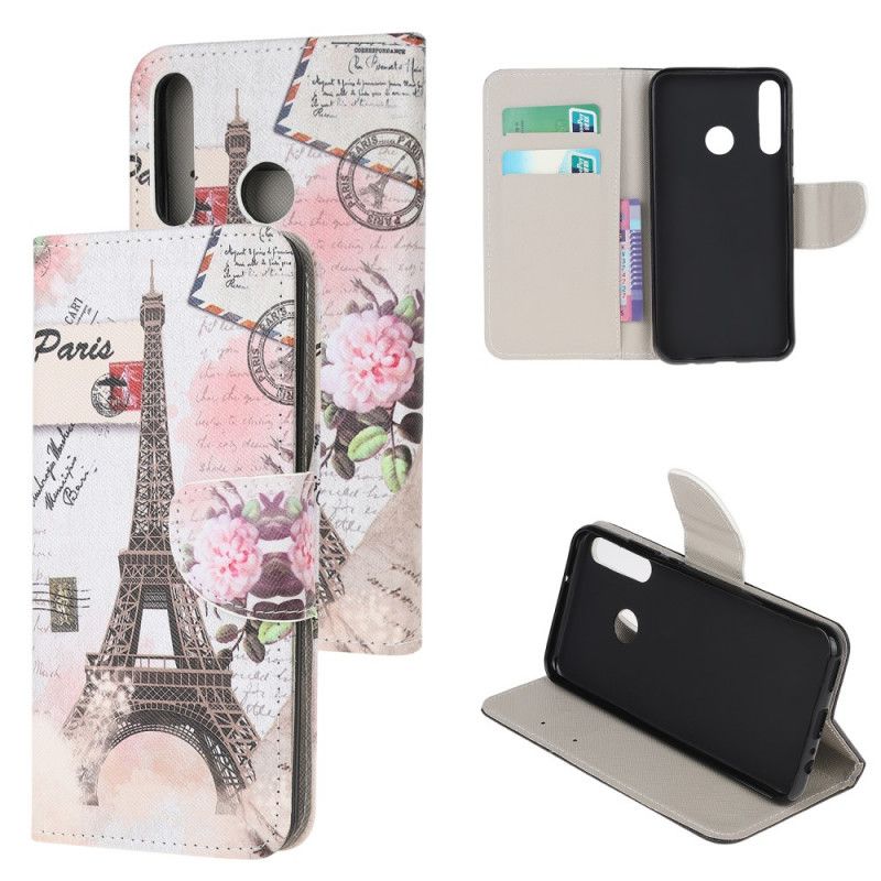Leren Hoesje Huawei Y6p Retro Eiffeltoren