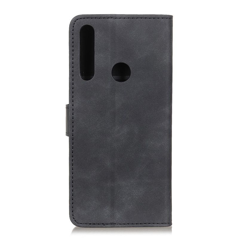Leren Hoesje Huawei Y6p Rood Zwart Vintage Khazneh Leereffect