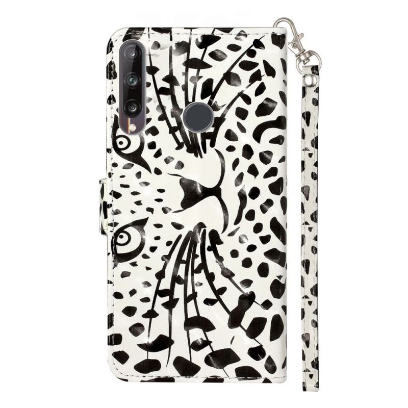 Leren Hoesje Huawei Y6p Telefoonhoesje Luipaard Lichtvlekjes Met Riempje