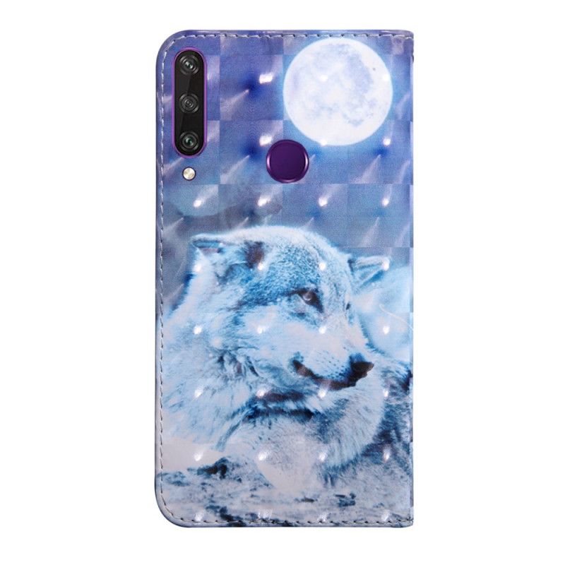 Leren Hoesje Huawei Y6p Telefoonhoesje Maanlichtwolf