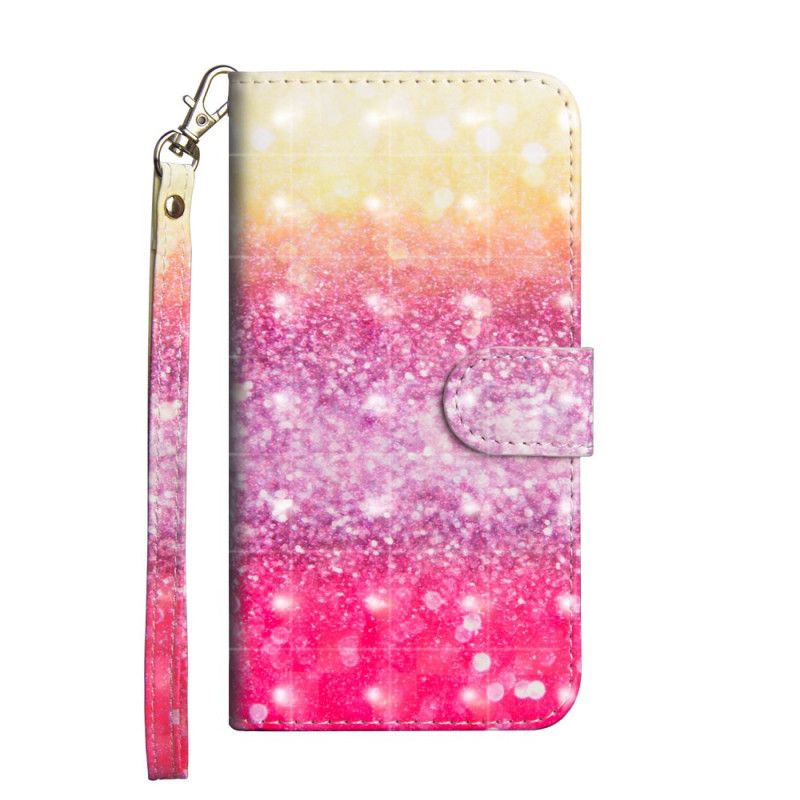 Leren Hoesje Huawei Y6p Verloop Magenta Glitter