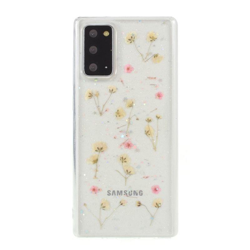 Case Hoesje Samsung Galaxy Note 20 Geel Roze Telefoonhoesje Kleine Bloemen