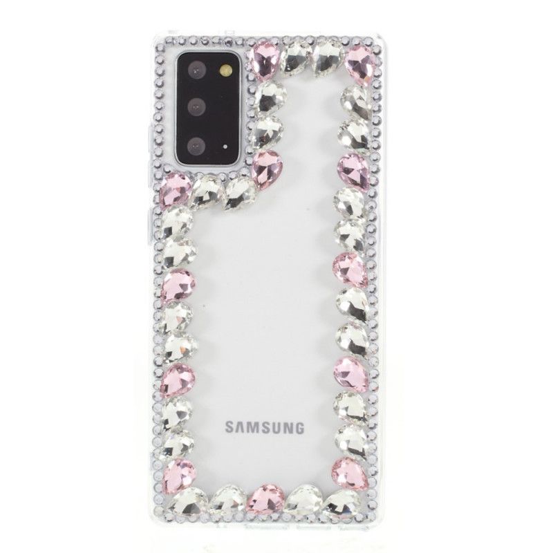 Case Hoesje Samsung Galaxy Note 20 Roze Rood Telefoonhoesje Strass-Omtrek