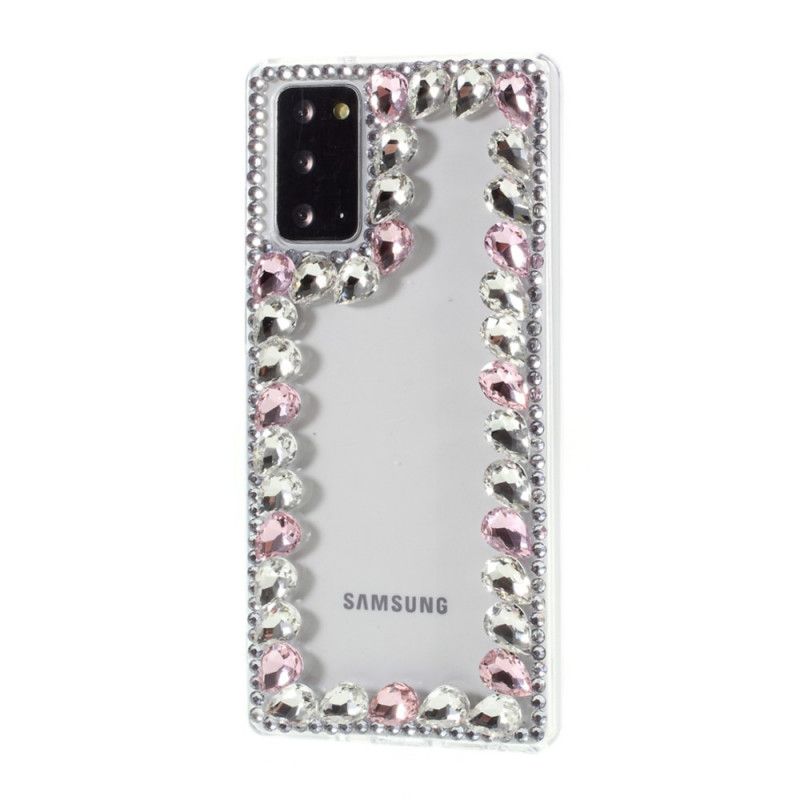 Case Hoesje Samsung Galaxy Note 20 Roze Rood Telefoonhoesje Strass-Omtrek