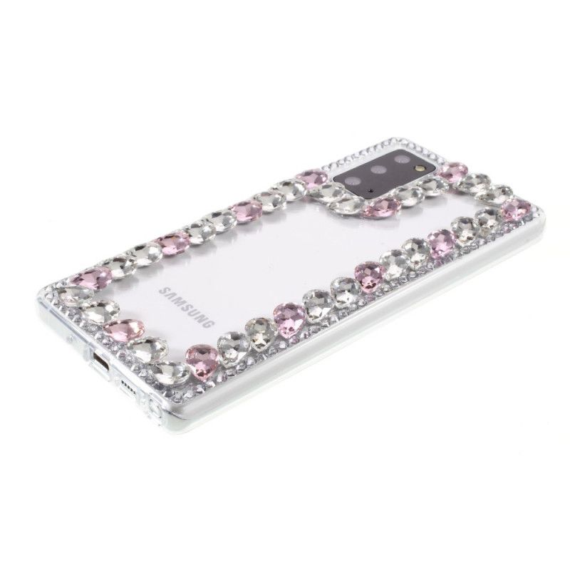 Case Hoesje Samsung Galaxy Note 20 Roze Rood Telefoonhoesje Strass-Omtrek