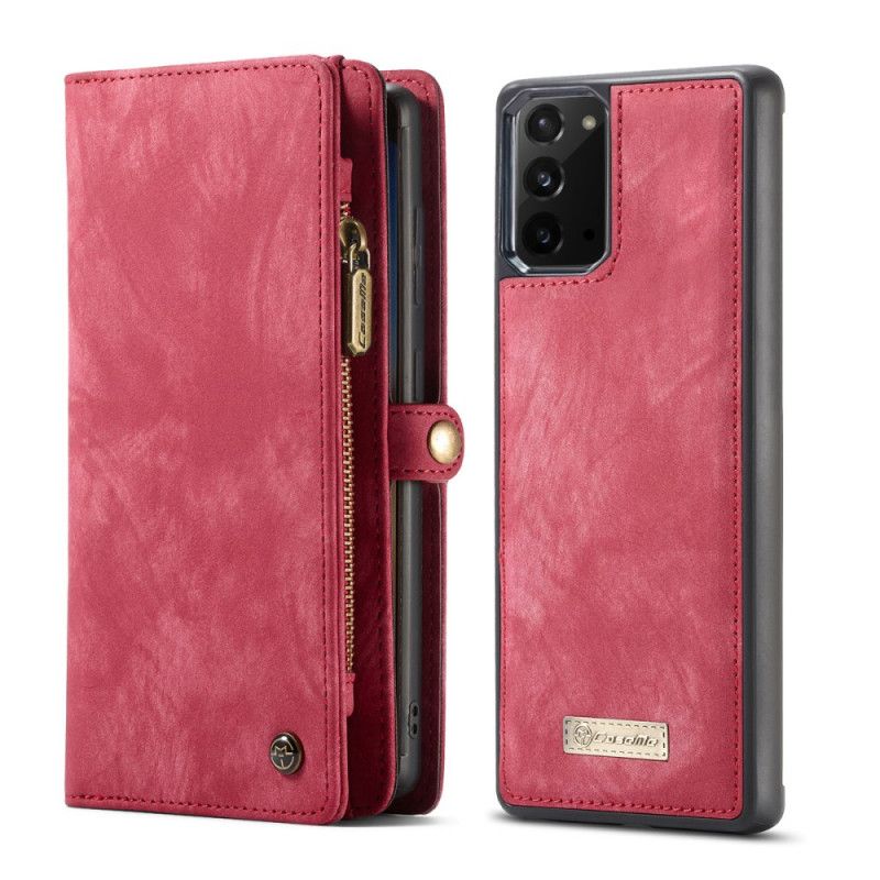 Cover Folio-hoesje Samsung Galaxy Note 20 Rood Zwart Telefoonhoesje Afneembare Kuip