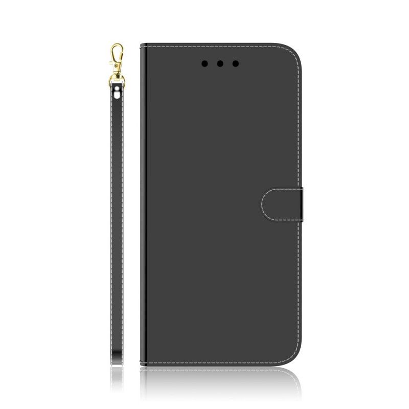 Cover Folio-hoesje Samsung Galaxy Note 20 Wit Zwart Telefoonhoesje Spiegelkap Van Imitatieleer