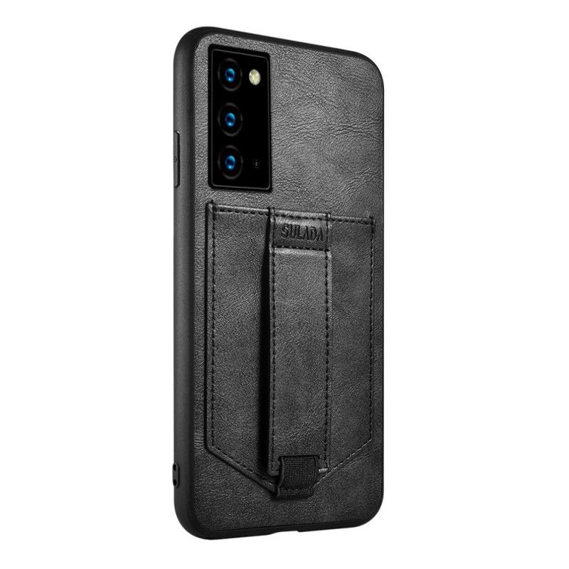 Cover Hoesje Samsung Galaxy Note 20 Rood Zwart Telefoonhoesje Sulada In Lederlook Met Kaarthouder En Riem