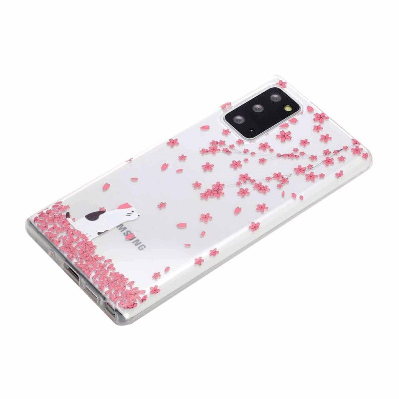 Cover Hoesje Samsung Galaxy Note 20 Telefoonhoesje Bloemblaadjes En Cat