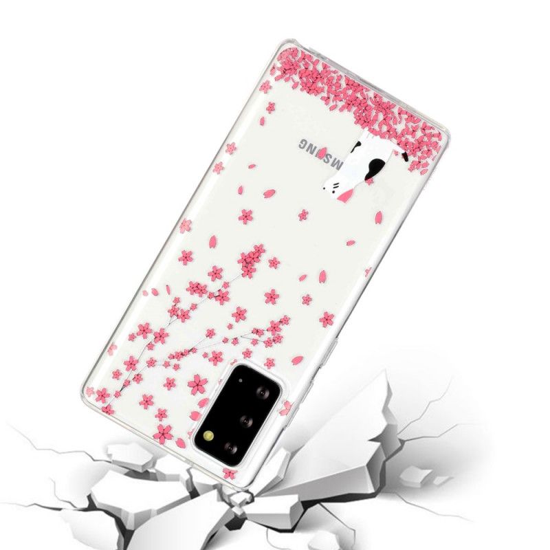Cover Hoesje Samsung Galaxy Note 20 Telefoonhoesje Bloemblaadjes En Cat