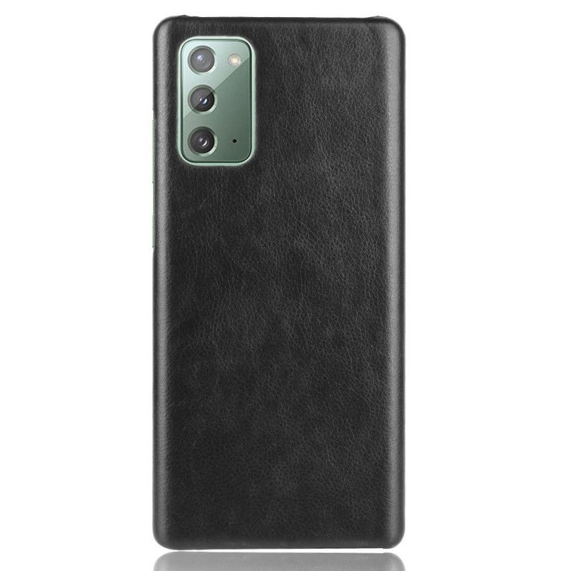 Hoesje Samsung Galaxy Note 20 Grijs Zwart Lychee Leereffect