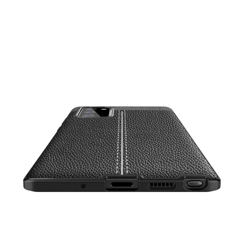 Hoesje Samsung Galaxy Note 20 Rood Zwart Dubbellijn Lychee Leereffect