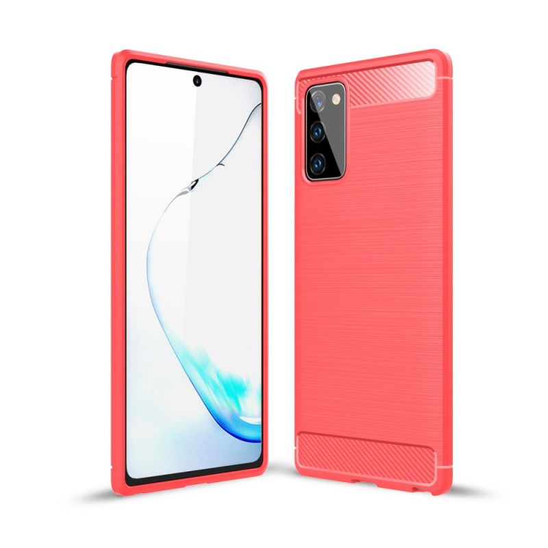 Hoesje Samsung Galaxy Note 20 Rood Zwart Geborsteld Koolstofvezel