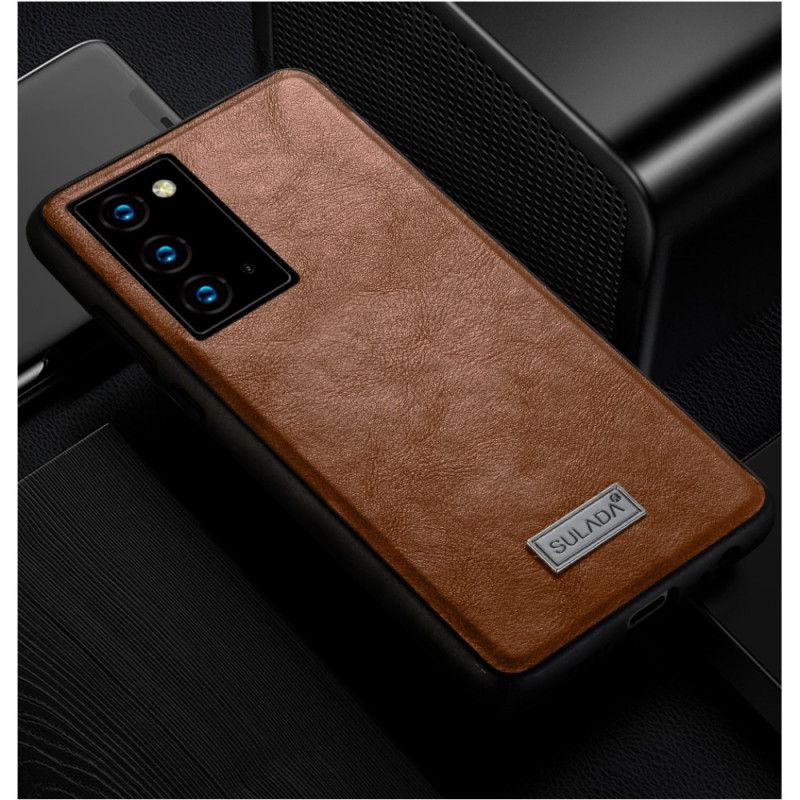 Hoesje Samsung Galaxy Note 20 Rood Zwart Leereffect Sulada