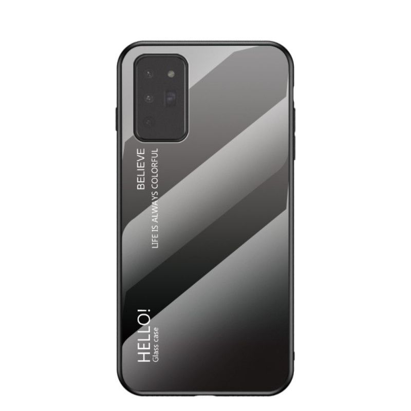 Hoesje Samsung Galaxy Note 20 Wit Zwart Hallo Gehard Glas