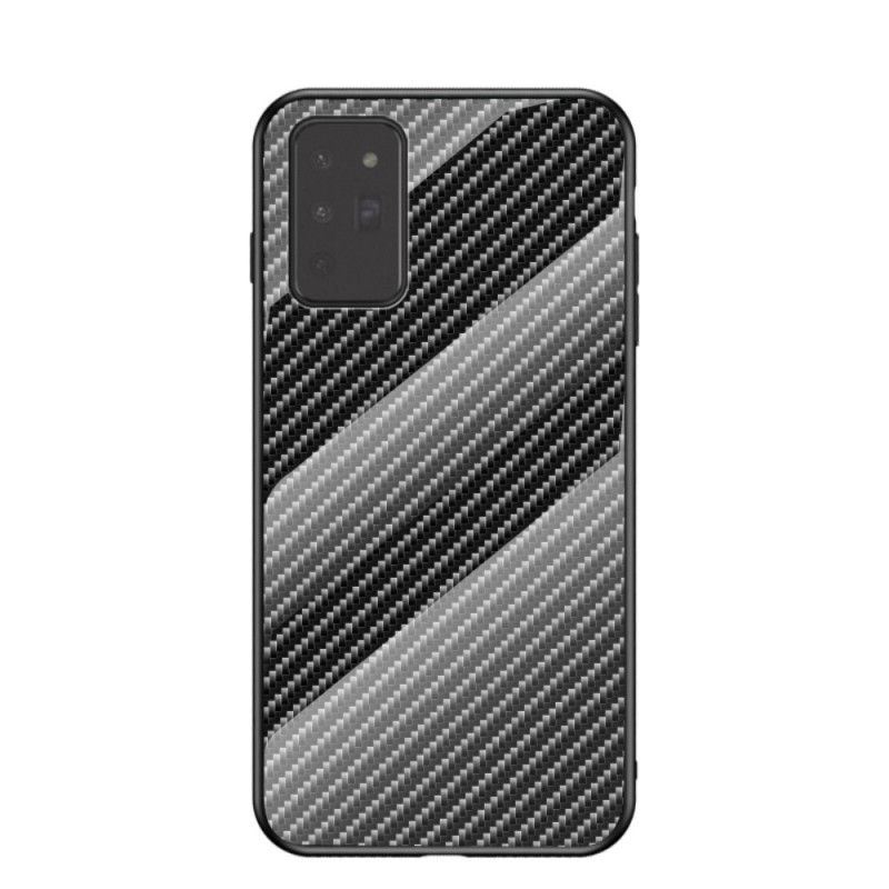 Hoesje voor Samsung Galaxy Note 20 Magenta Zwart Koolstofvezel Gehard Glas